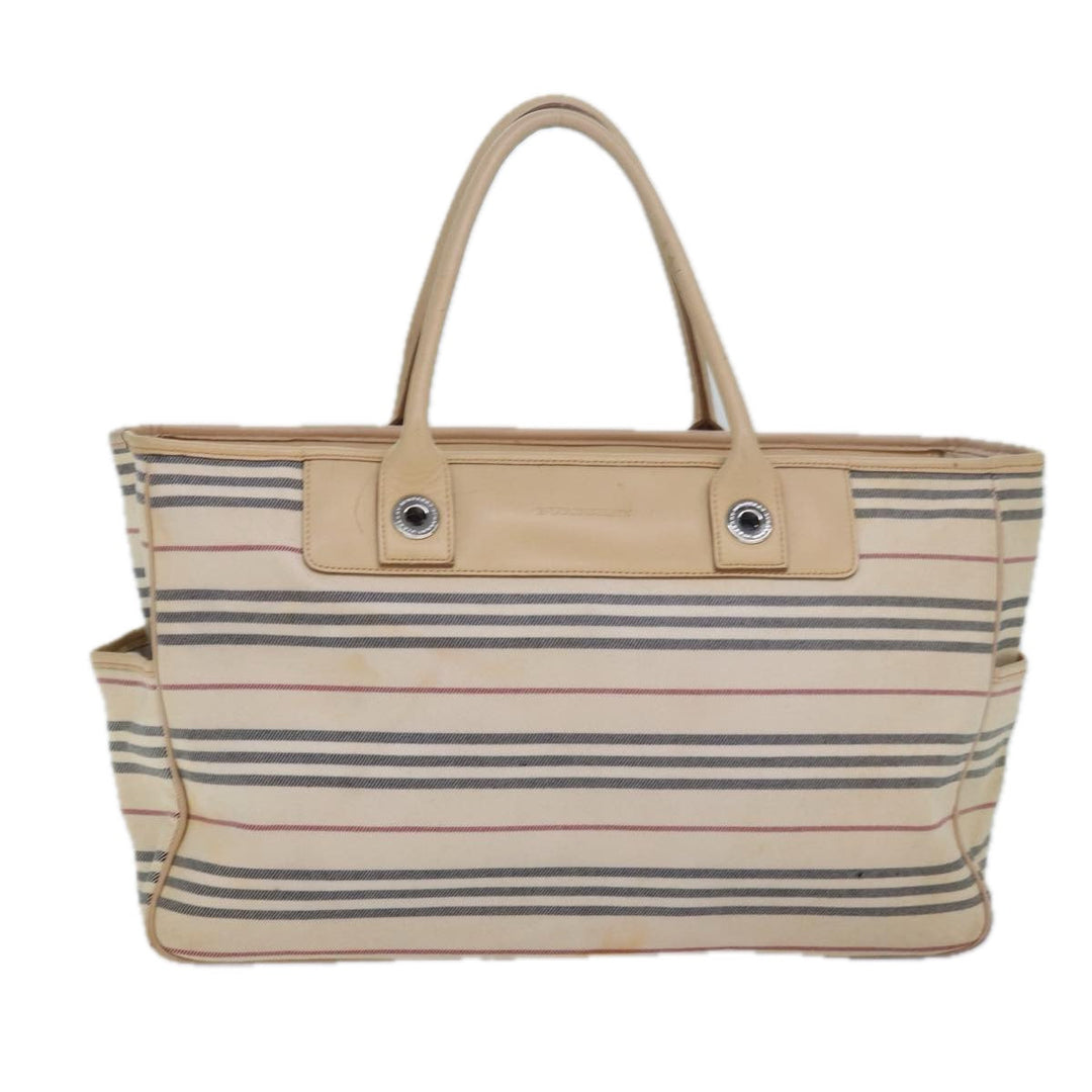 Burberry Nova Check Hand Bag Canvas Beige Auth bs16207