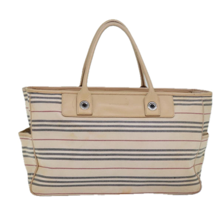 Burberry Nova Check Hand Bag Canvas Beige Auth bs16207