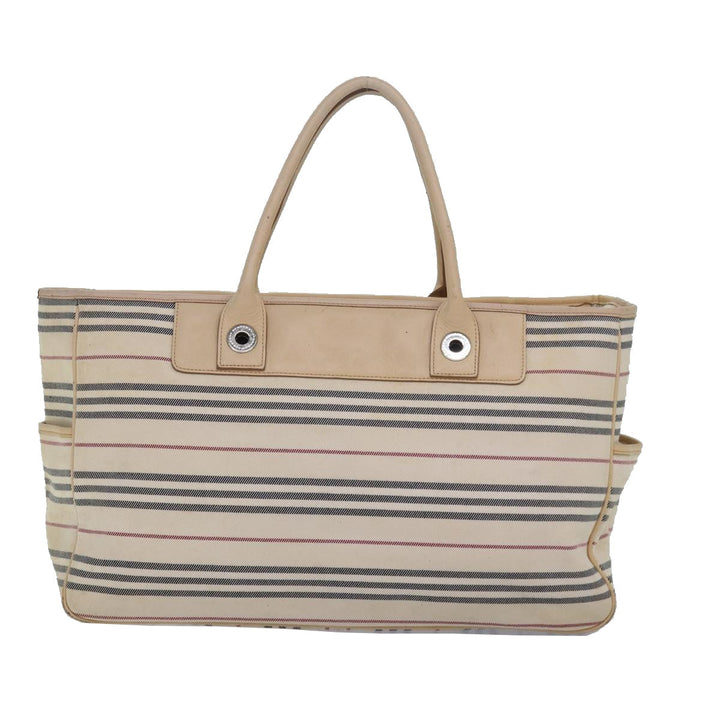 Burberry Nova Check Hand Bag Canvas Beige Auth bs16207