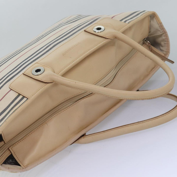 Burberry Nova Check Hand Bag Canvas Beige Auth bs16207