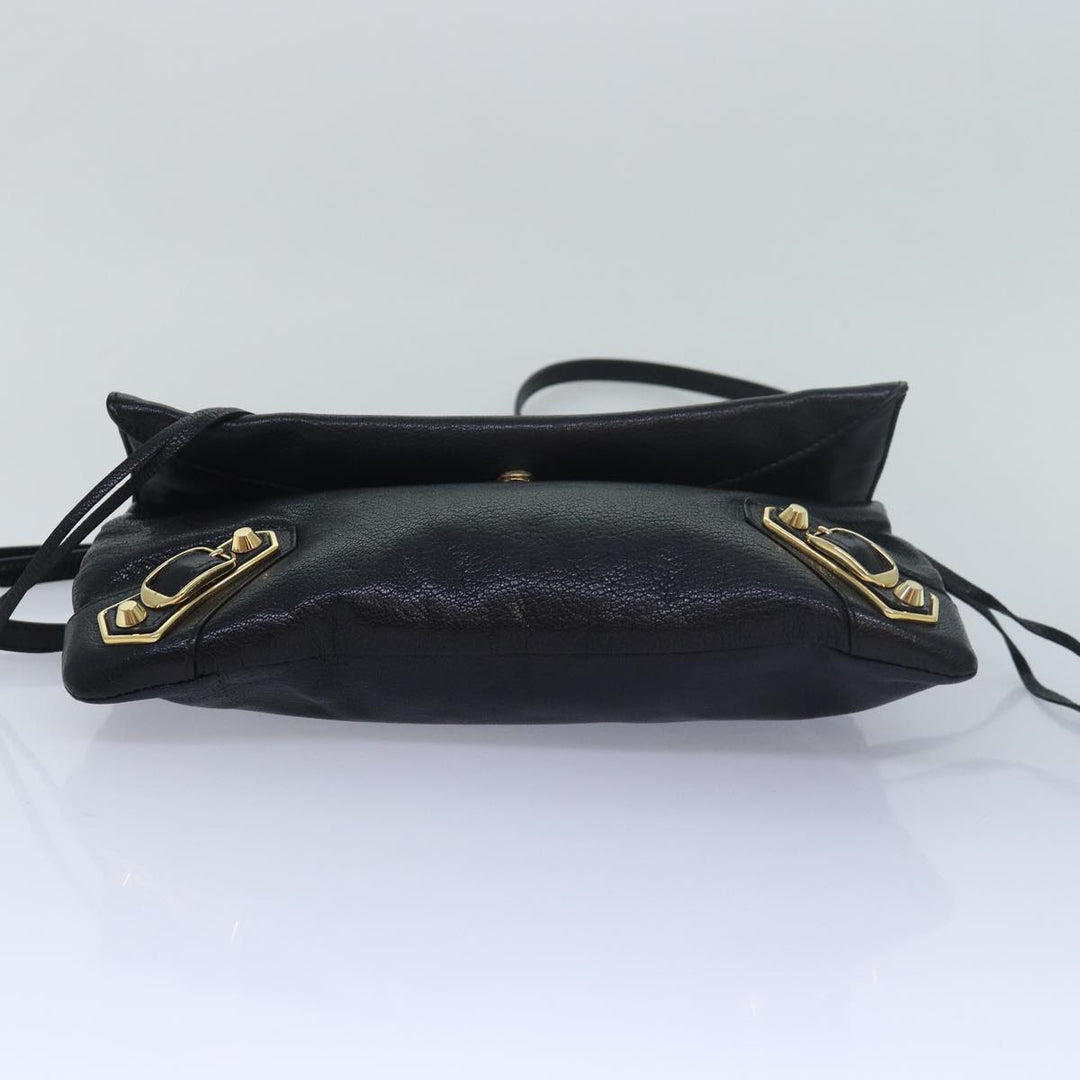 Top Quality Balenciaga Classic Metallic Envelope Bag Leather Black 438791 Auth bs16228