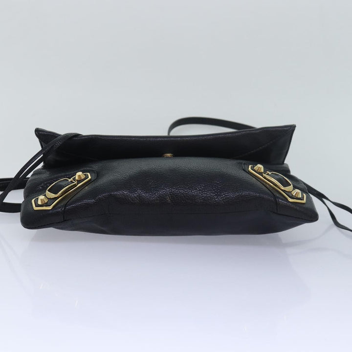 Top Quality Balenciaga Classic Metallic Envelope Bag Leather Black 438791 Auth bs16228