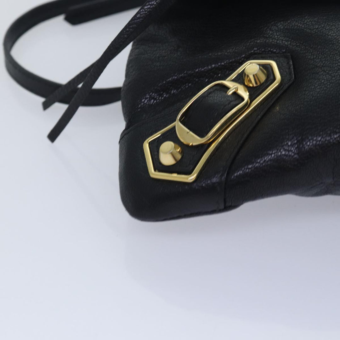 Top Quality Balenciaga Classic Metallic Envelope Bag Leather Black 438791 Auth bs16228