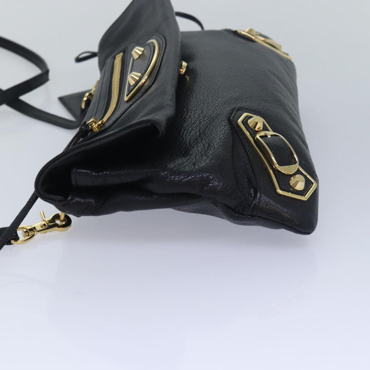 Top Quality Balenciaga Classic Metallic Envelope Bag Leather Black 438791 Auth bs16228