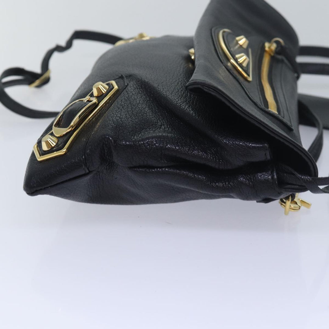 Top Quality Balenciaga Classic Metallic Envelope Bag Leather Black 438791 Auth bs16228