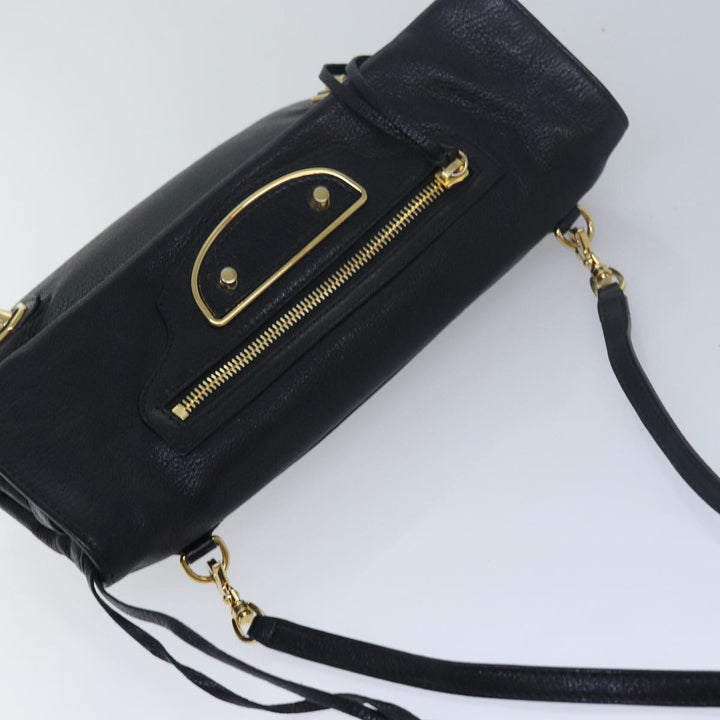 Top Quality Balenciaga Classic Metallic Envelope Bag Leather Black 438791 Auth bs16228