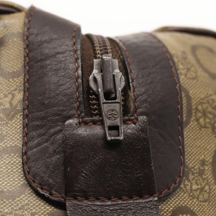 Celine C Macadam Canvas Boston Bag PVC Leather Brown Auth bs16232