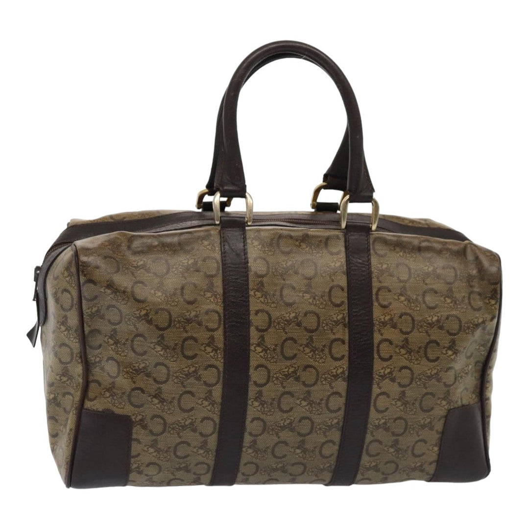 Celine C Macadam Canvas Boston Bag PVC Leather Brown Auth bs16232