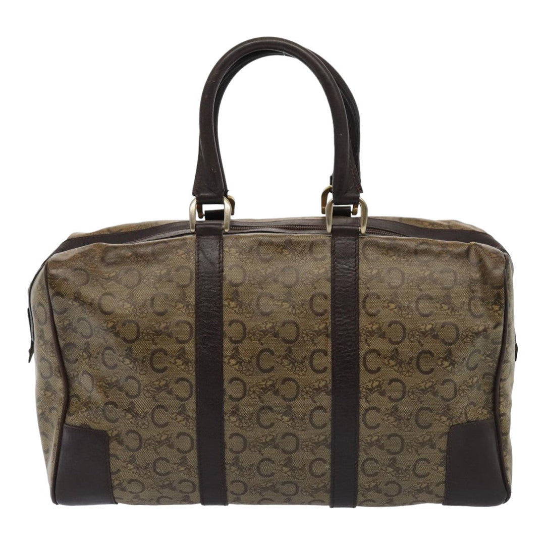 Celine C Macadam Canvas Boston Bag PVC Leather Brown Auth bs16232