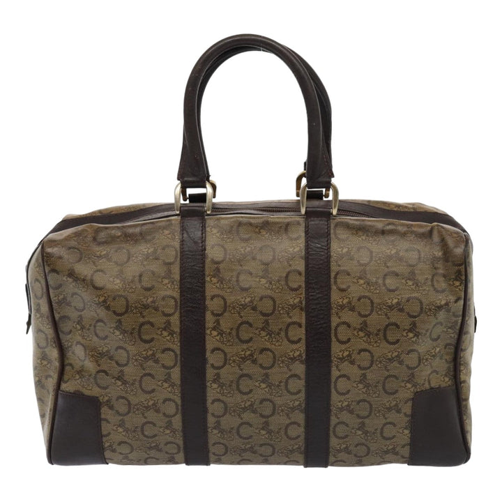 Celine C Macadam Canvas Boston Bag PVC Leather Brown Auth bs16232