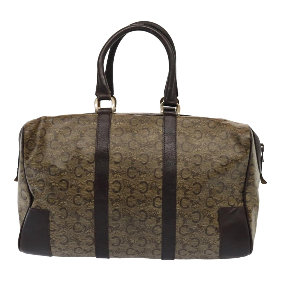 Celine C Macadam Canvas Boston Bag PVC Leather Brown Auth bs16232