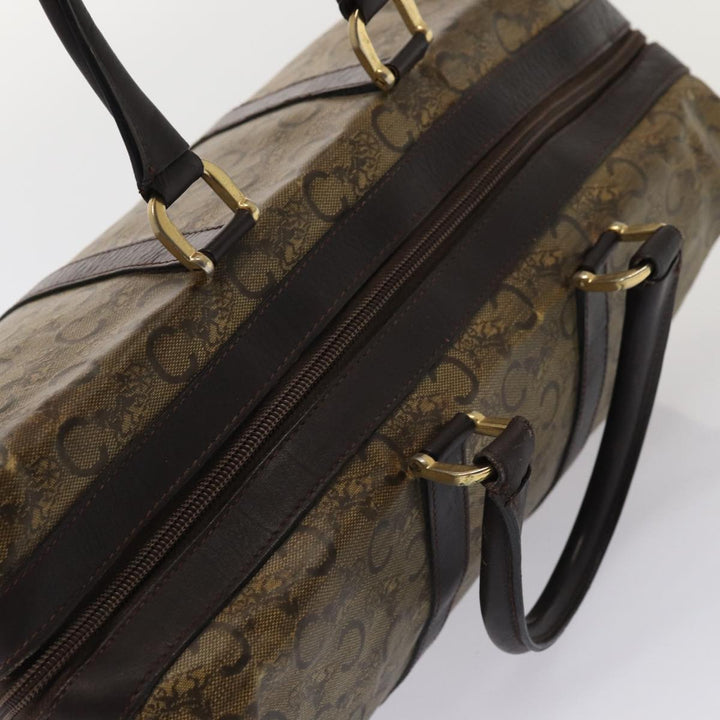 Celine C Macadam Canvas Boston Bag PVC Leather Brown Auth bs16232