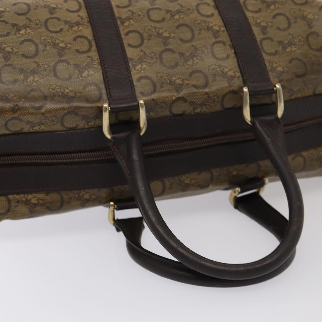 Celine C Macadam Canvas Boston Bag PVC Leather Brown Auth bs16232