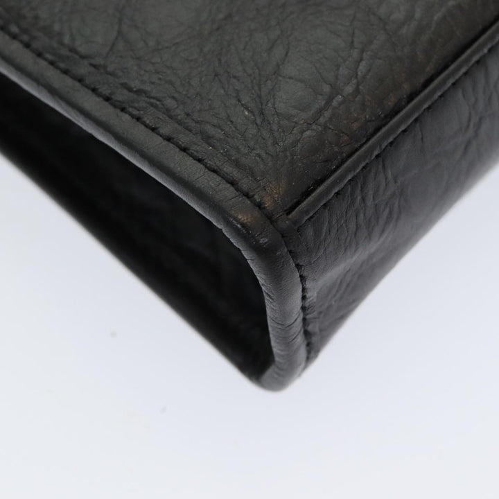 BurberrySs Clutch Bag Leather Black Auth bs16273