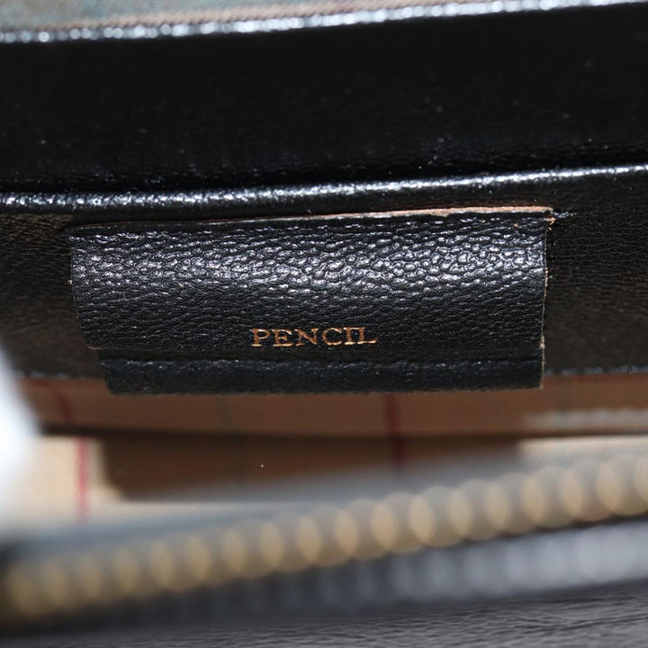 BurberrySs Clutch Bag Leather Black Auth bs16273