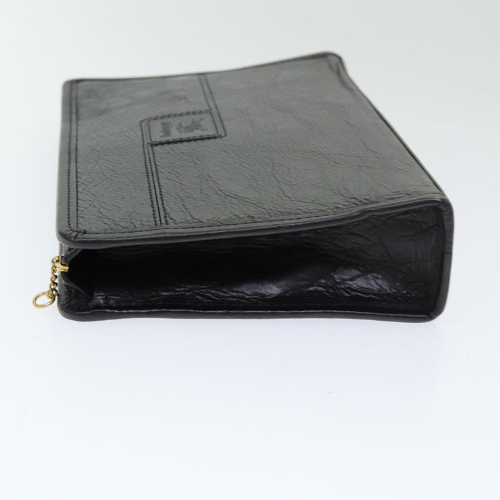 BurberrySs Clutch Bag Leather Black Auth bs16273