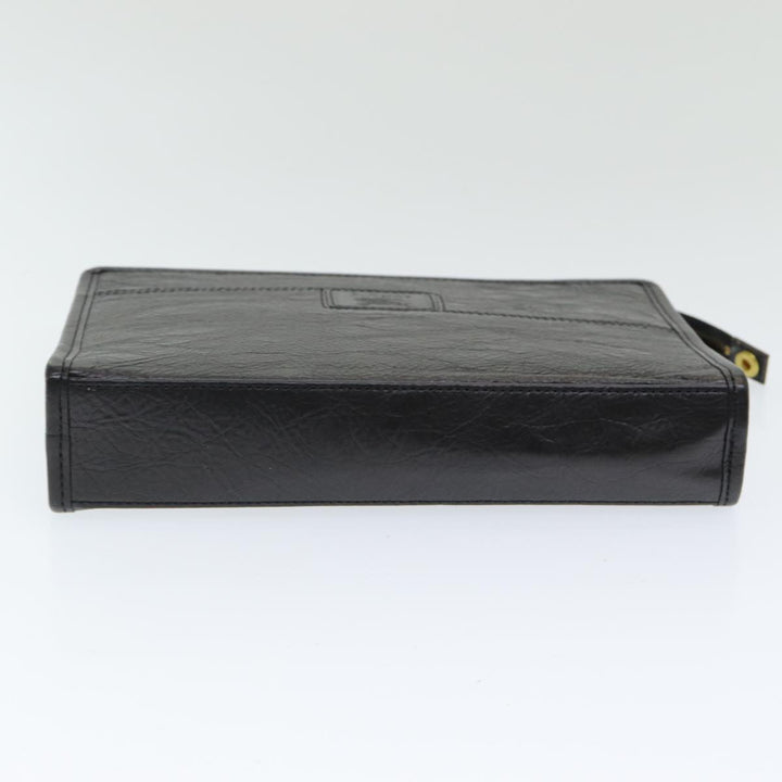 BurberrySs Clutch Bag Leather Black Auth bs16273