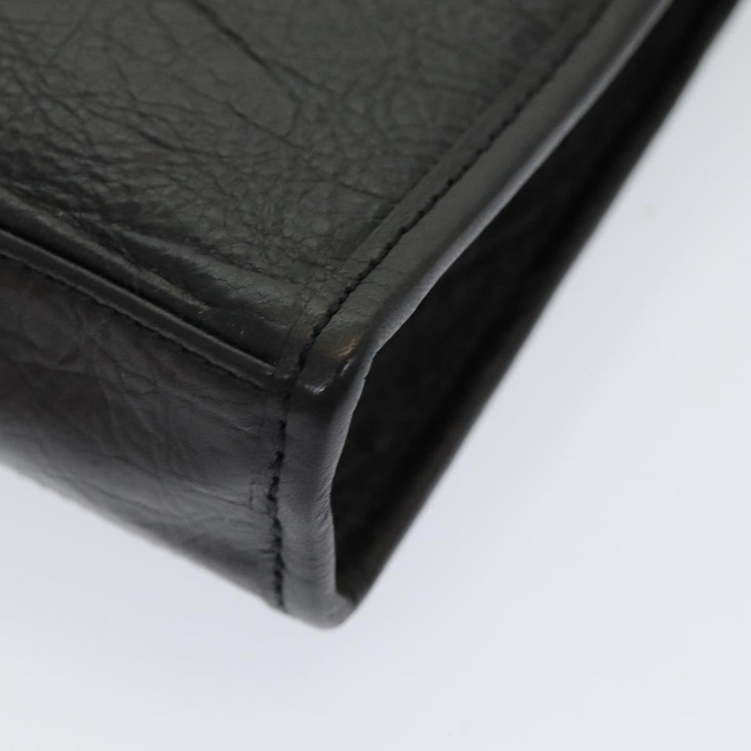 BurberrySs Clutch Bag Leather Black Auth bs16273