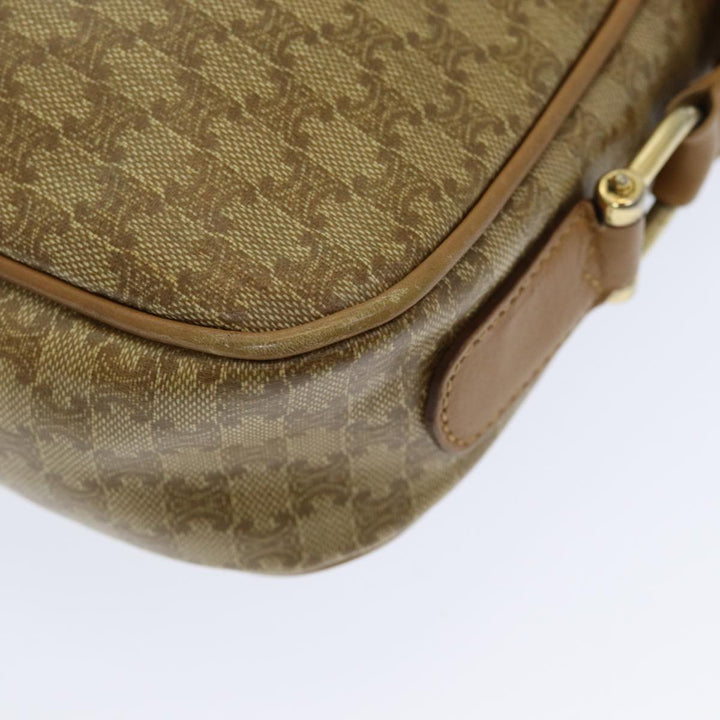 Celine Macadam Canvas Shoulder Bag Beige Auth bs16300