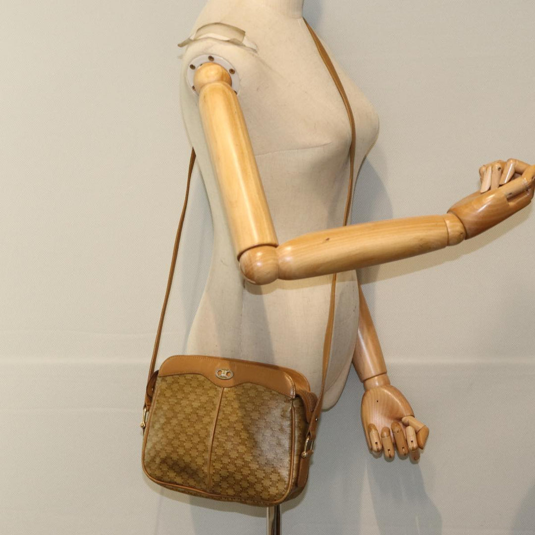 Celine Macadam Canvas Shoulder Bag Beige Auth bs16300