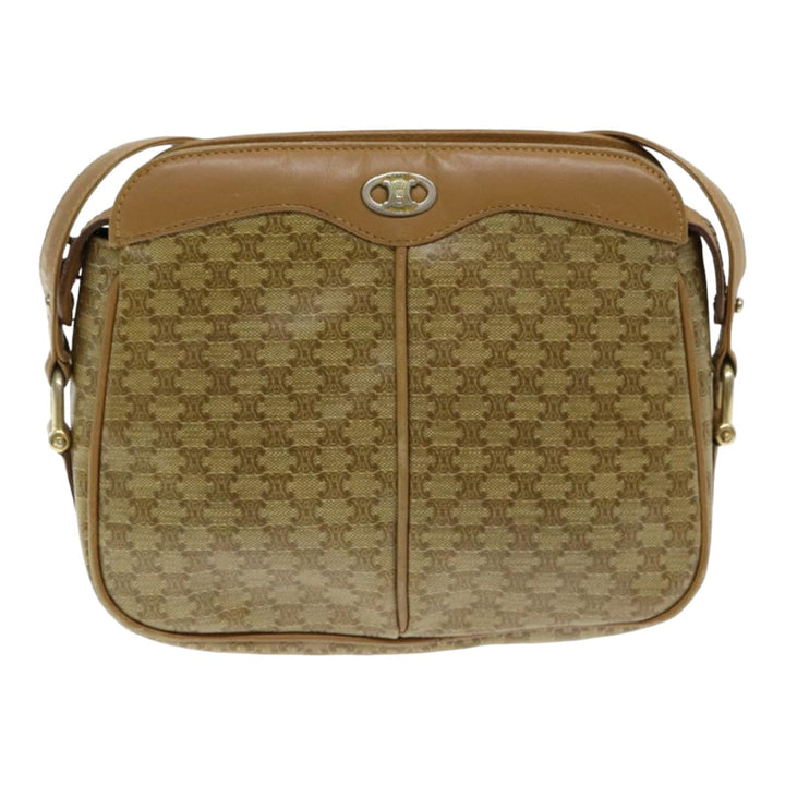 Celine Macadam Canvas Shoulder Bag Beige Auth bs16300