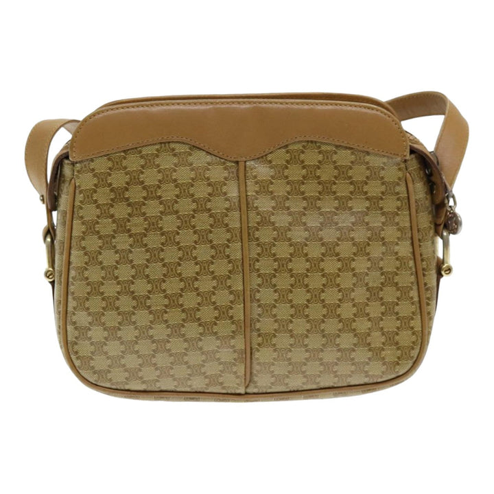 Celine Macadam Canvas Shoulder Bag Beige Auth bs16300