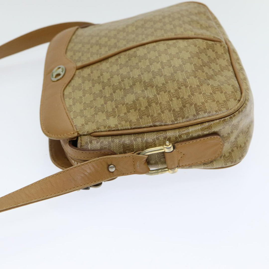 Celine Macadam Canvas Shoulder Bag Beige Auth bs16300