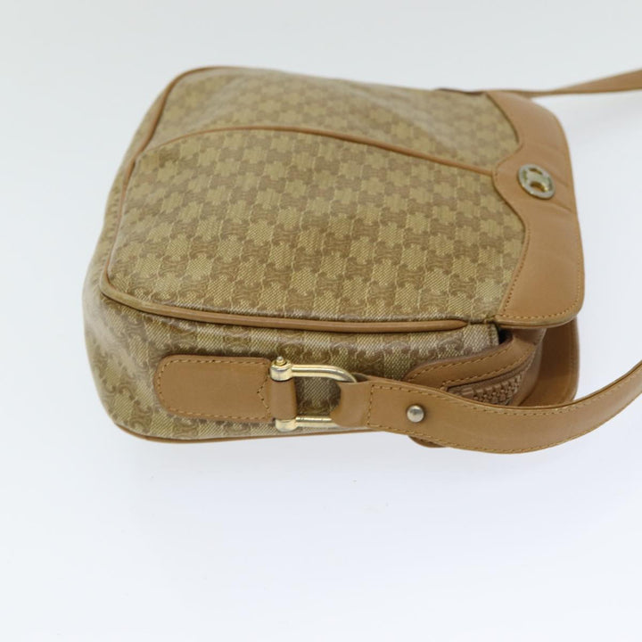 Celine Macadam Canvas Shoulder Bag Beige Auth bs16300