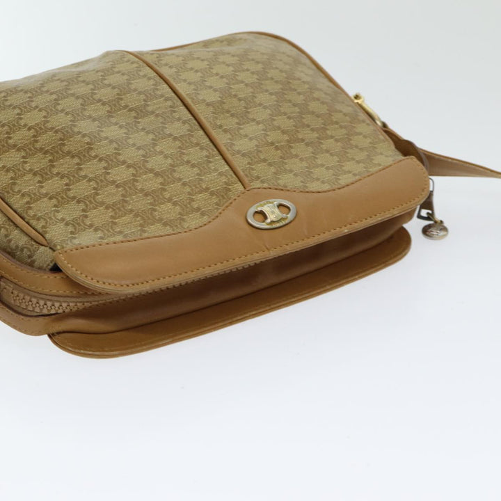 Celine Macadam Canvas Shoulder Bag Beige Auth bs16300