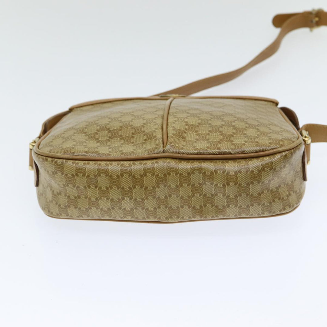 Celine Macadam Canvas Shoulder Bag Beige Auth bs16300