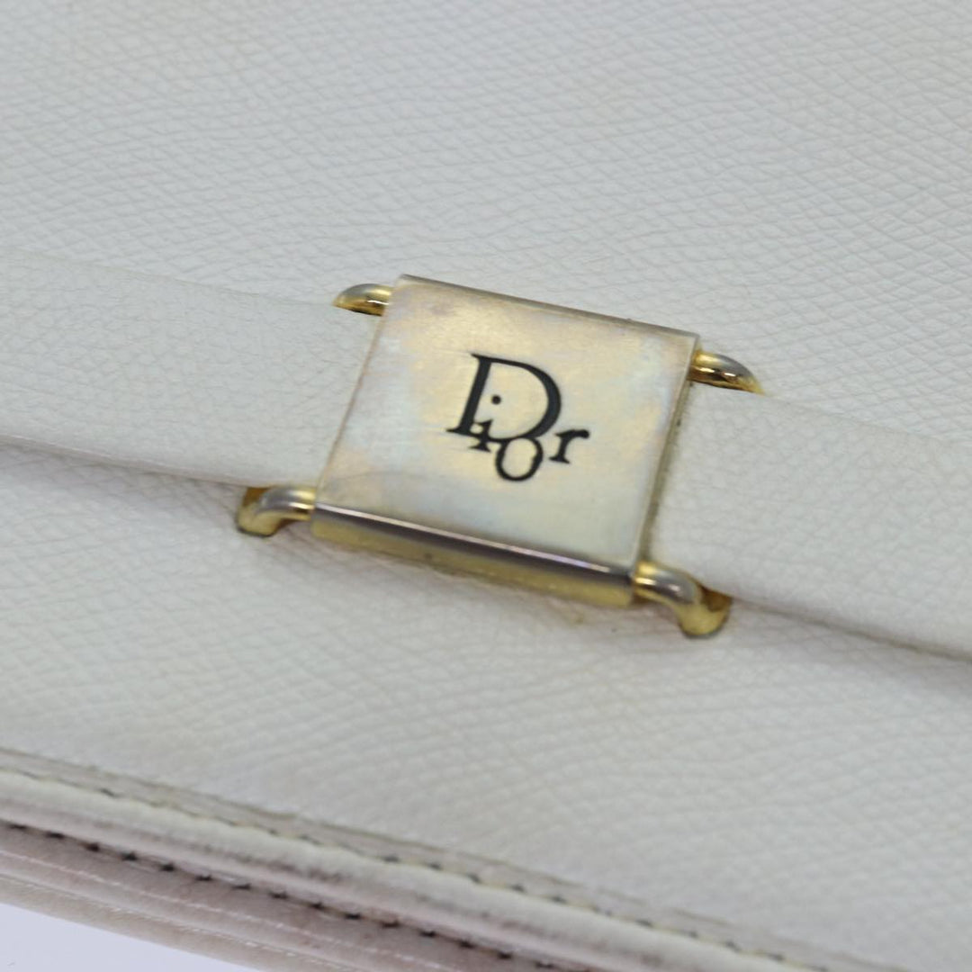 CHRISTIAN Top quality Dior Shoulder Bag Leather White Auth bs16301