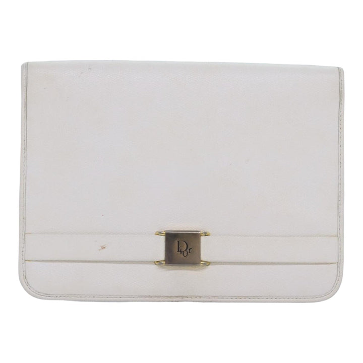 CHRISTIAN Top quality Dior Shoulder Bag Leather White Auth bs16301