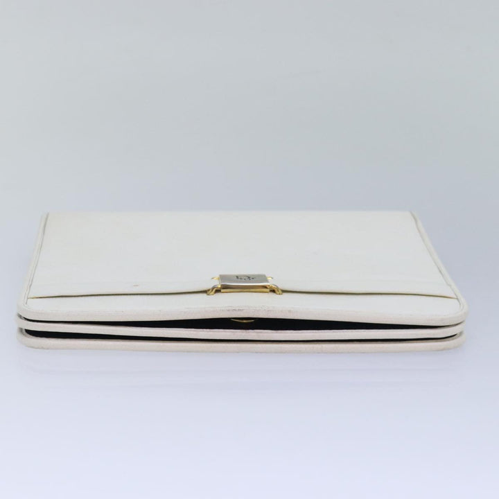 CHRISTIAN Top quality Dior Shoulder Bag Leather White Auth bs16301
