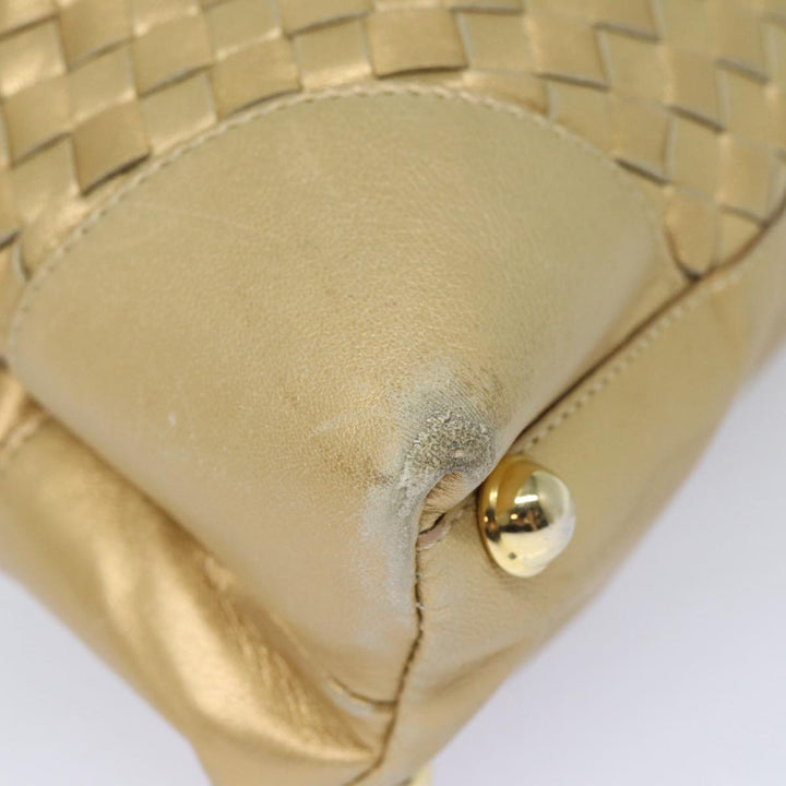 Bottega veneta INTRECCIATO Hand Bag Leather 2way Gold Tone Auth bs16336