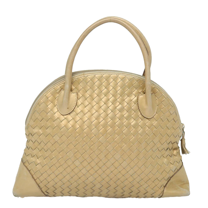 Bottega veneta INTRECCIATO Hand Bag Leather 2way Gold Tone Auth bs16336
