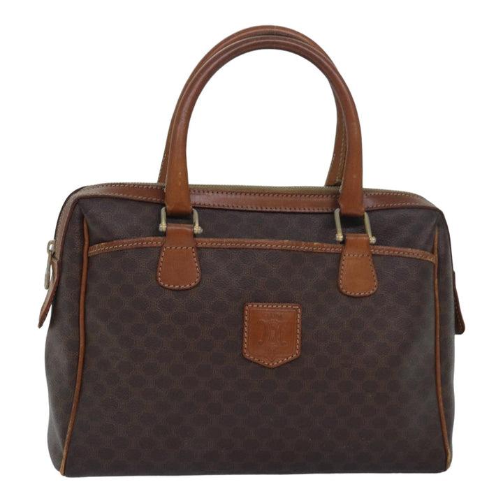 Celine Macadam Canvas Hand Bag PVC Leather Brown Auth bs16337
