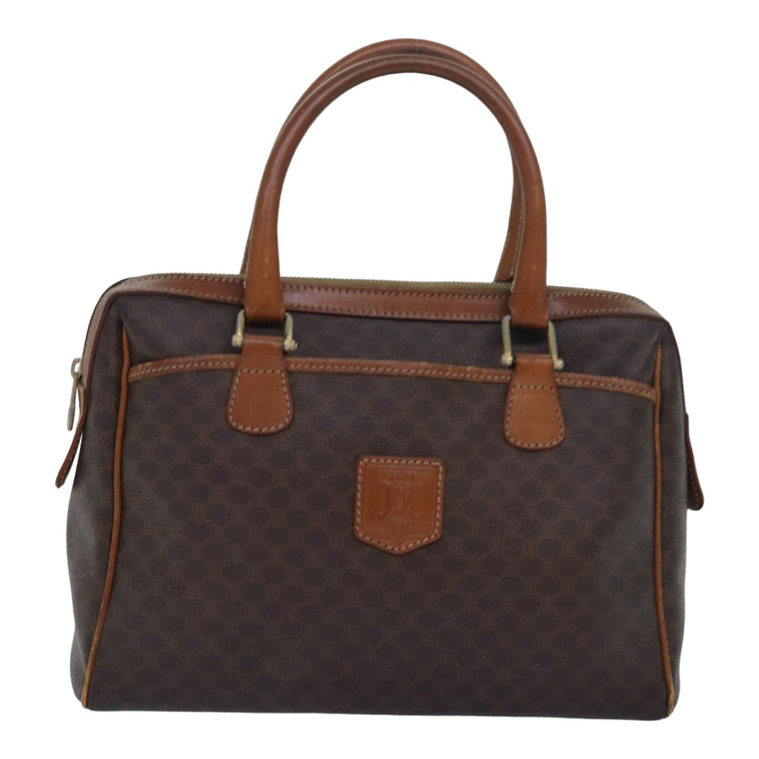Celine Macadam Canvas Hand Bag PVC Leather Brown Auth bs16337