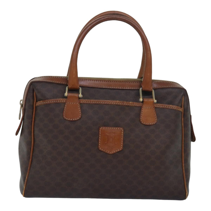 Celine Macadam Canvas Hand Bag PVC Leather Brown Auth bs16337