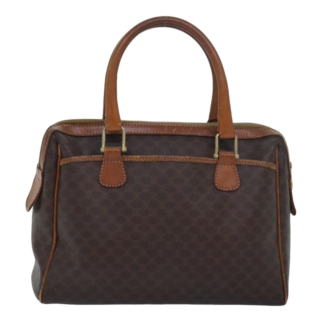 Celine Macadam Canvas Hand Bag PVC Leather Brown Auth bs16337