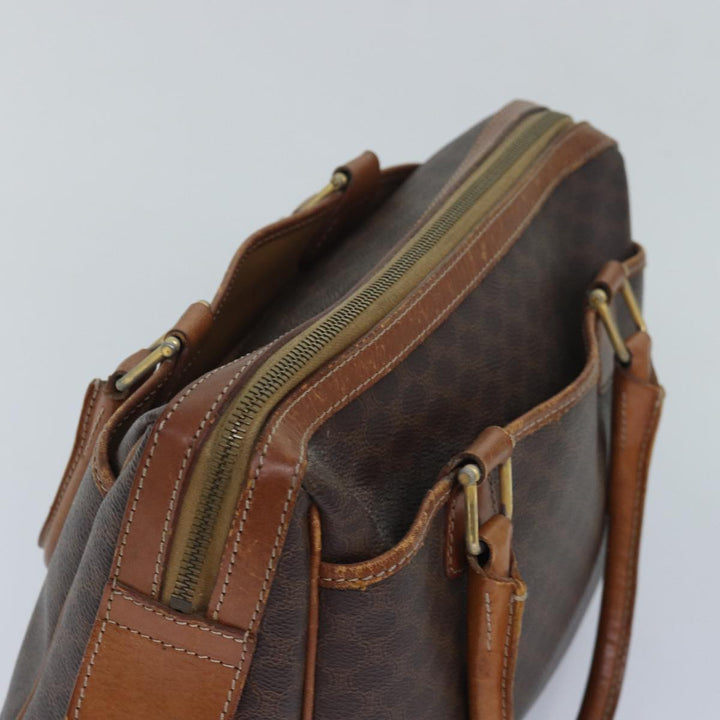 Celine Macadam Canvas Hand Bag PVC Leather Brown Auth bs16337
