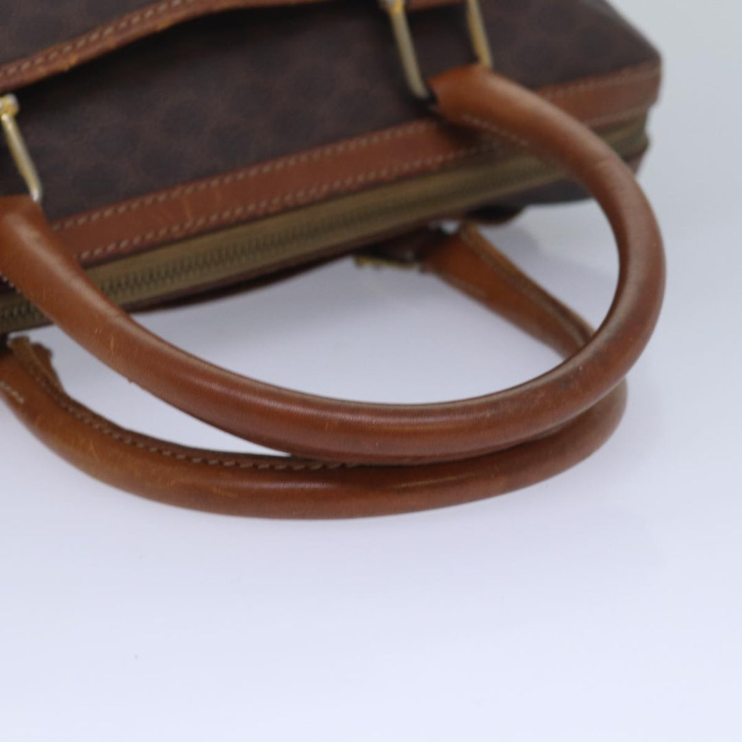 Celine Macadam Canvas Hand Bag PVC Leather Brown Auth bs16337