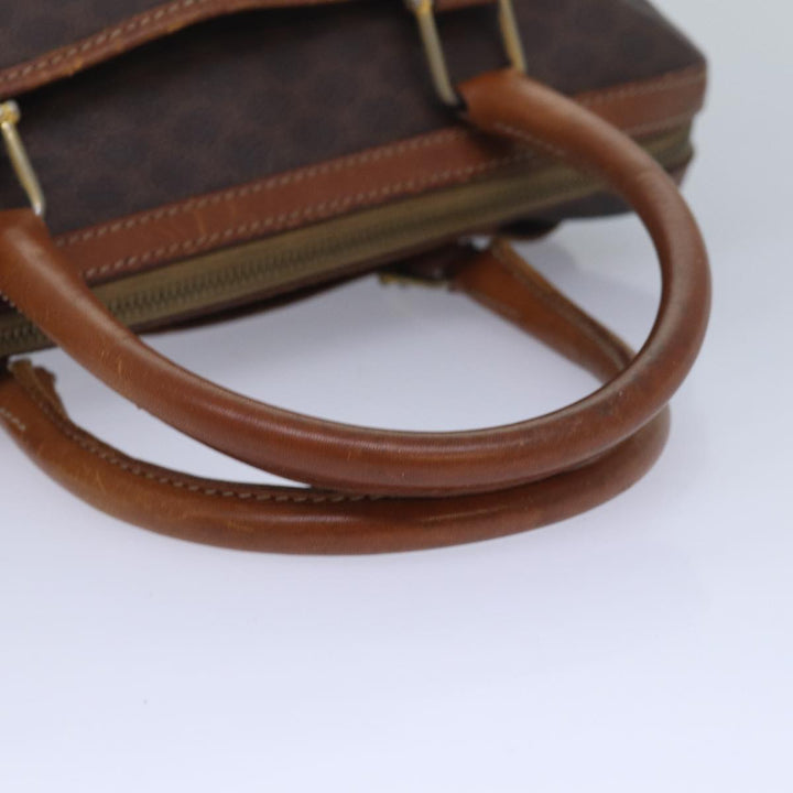 Celine Macadam Canvas Hand Bag PVC Leather Brown Auth bs16337