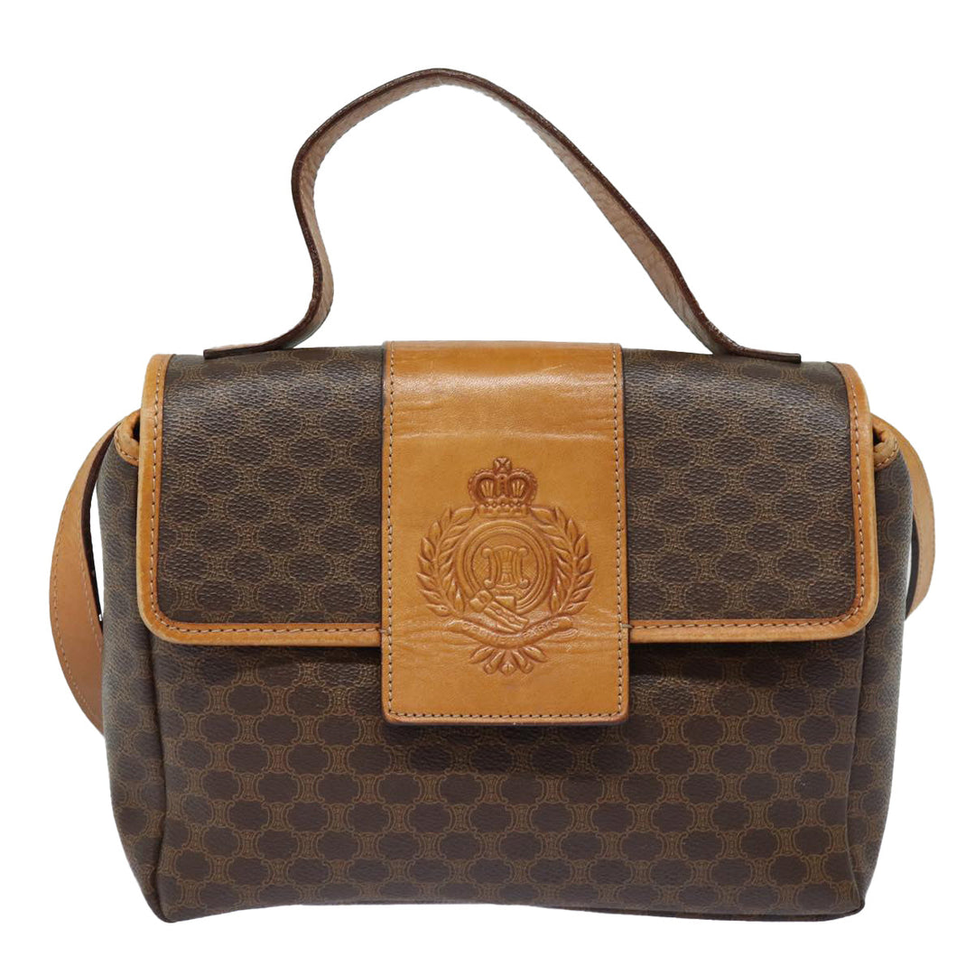 Celine Macadam Canvas Hand Bag PVC Leather 2way Brown Auth bs16341