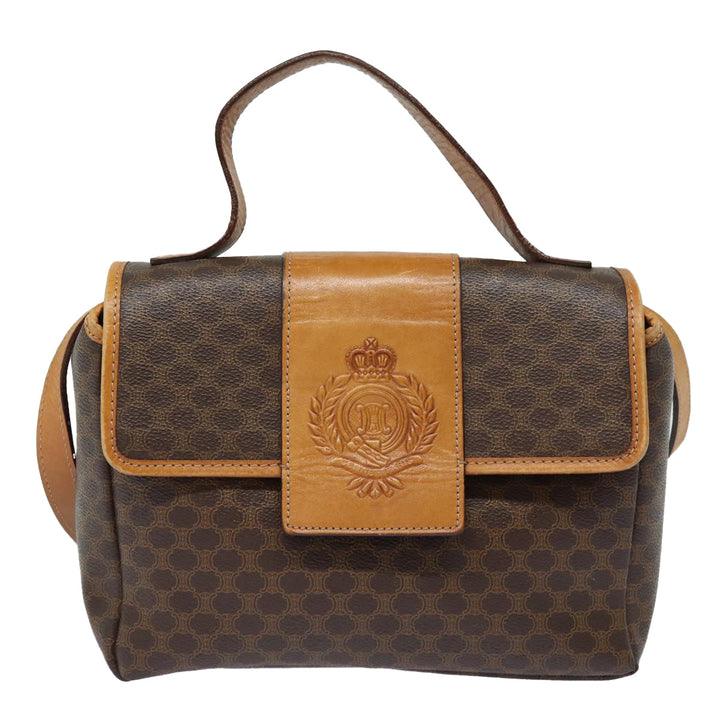 Celine Macadam Canvas Hand Bag PVC Leather 2way Brown Auth bs16341