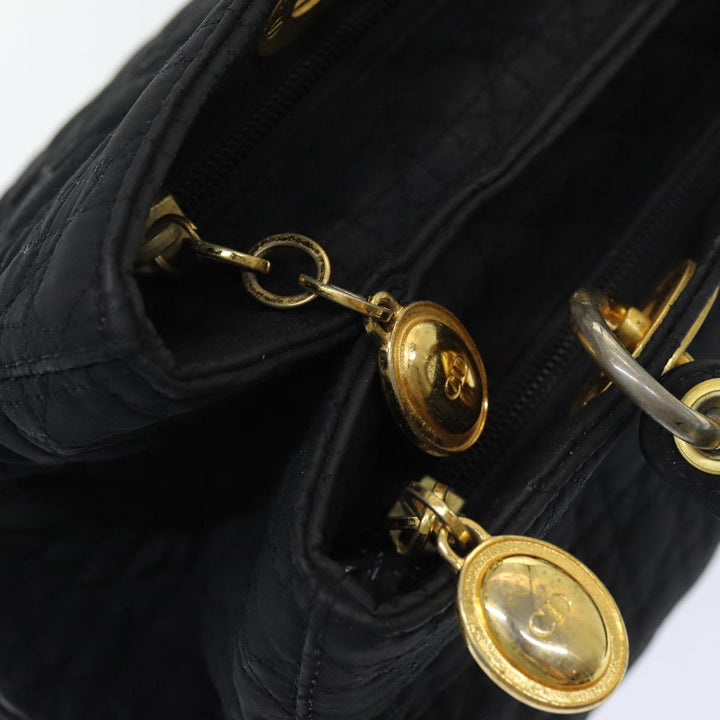 CHRISTIAN Top quality Dior Lady Top quality Dior Canage Hand Bag Nylon Black Auth bs16352
