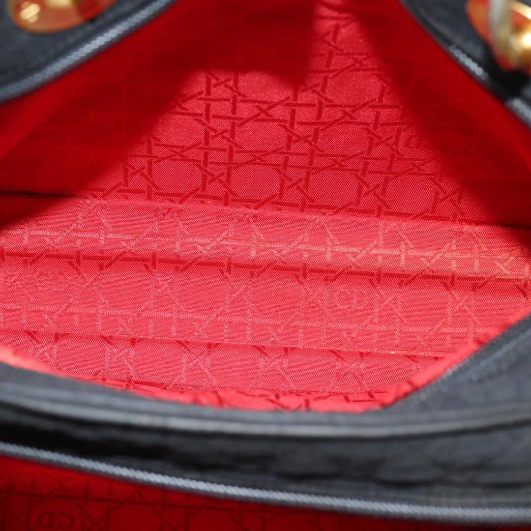 CHRISTIAN Top quality Dior Lady Top quality Dior Canage Hand Bag Nylon Black Auth bs16352