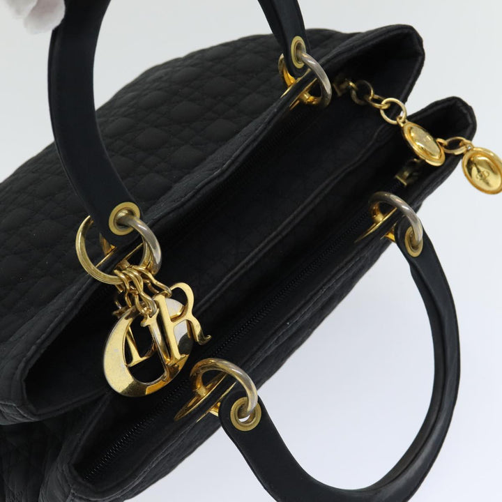 CHRISTIAN Top quality Dior Lady Top quality Dior Canage Hand Bag Nylon Black Auth bs16352
