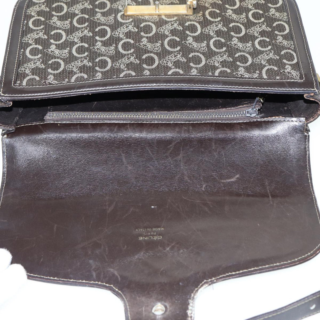 Celine C Sulky Shoulder Bag Canvas Brown Auth bs16359