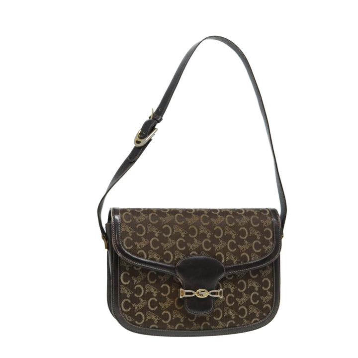 Celine C Sulky Shoulder Bag Canvas Brown Auth bs16359