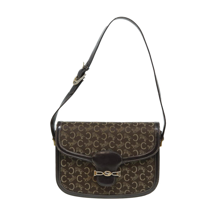 Celine C Sulky Shoulder Bag Canvas Brown Auth bs16359